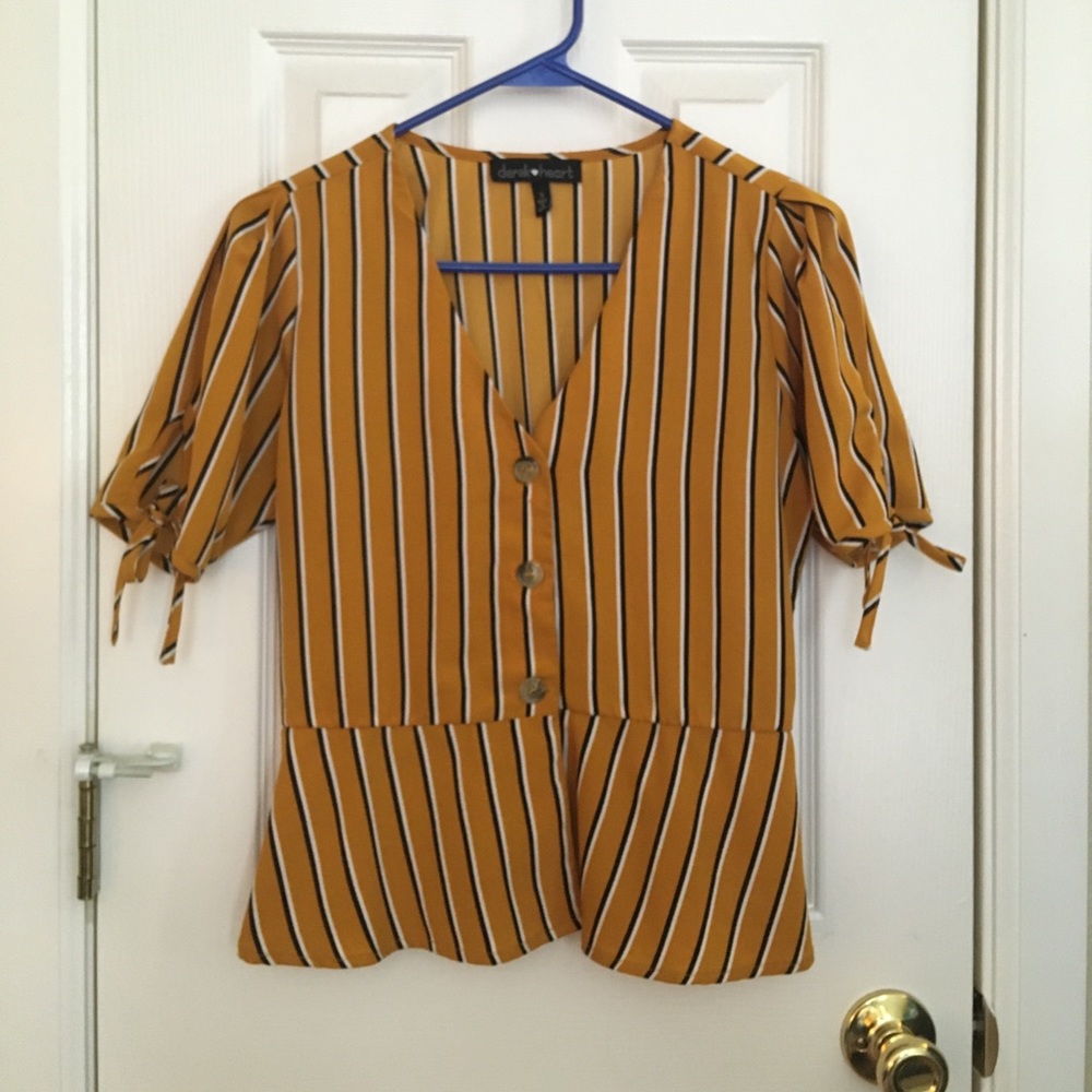 DONATING ON 09/15 Peplum Top with Ties on Sleeve